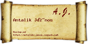 Antalik János névjegykártya